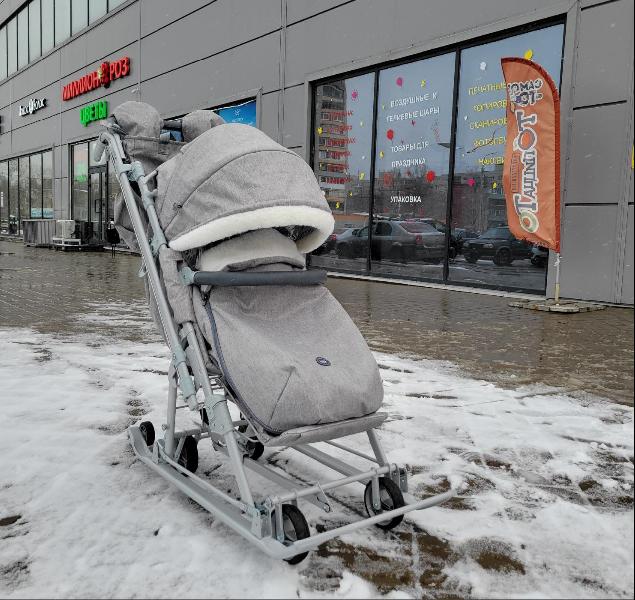 Санки-коляска Nika 7-8 K перекидная ручка и укачивание — изображение 4