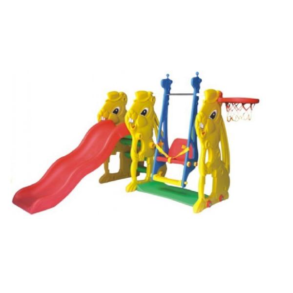 Комплекс детский QIAOQIAO ЗАЯЦ горка+качели+баскет кольцо QQ12065-6